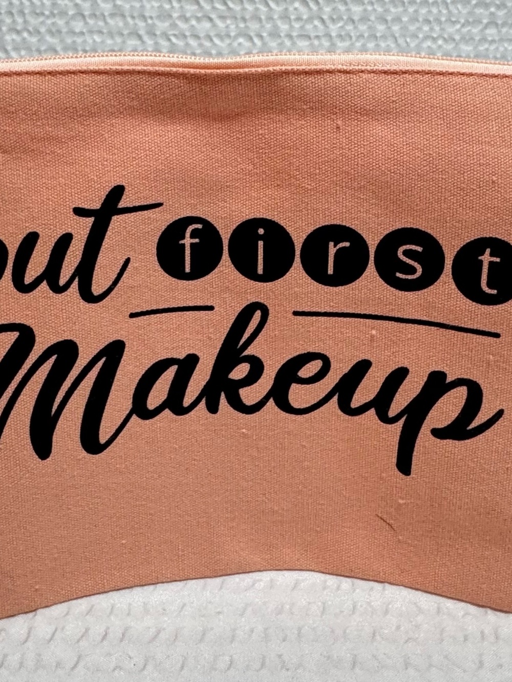 Makeup Bag - Peach 'First Makeup' Cosmetic Pouch
